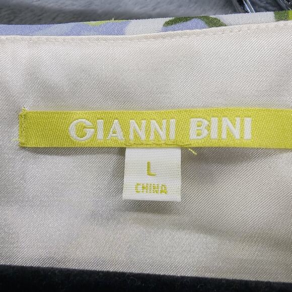 GIANNI BINI Dress Size‎ L Blue Green Misty Floral Sleeveless Ruffled Dress Party - Picture 3 of 9